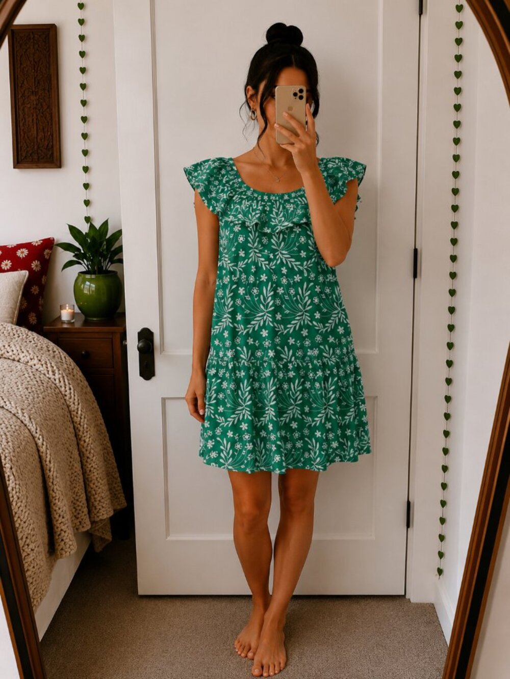 Draper James Embroidered Eyelet Ruffle Mini Dress XXL Green 100% Cotton